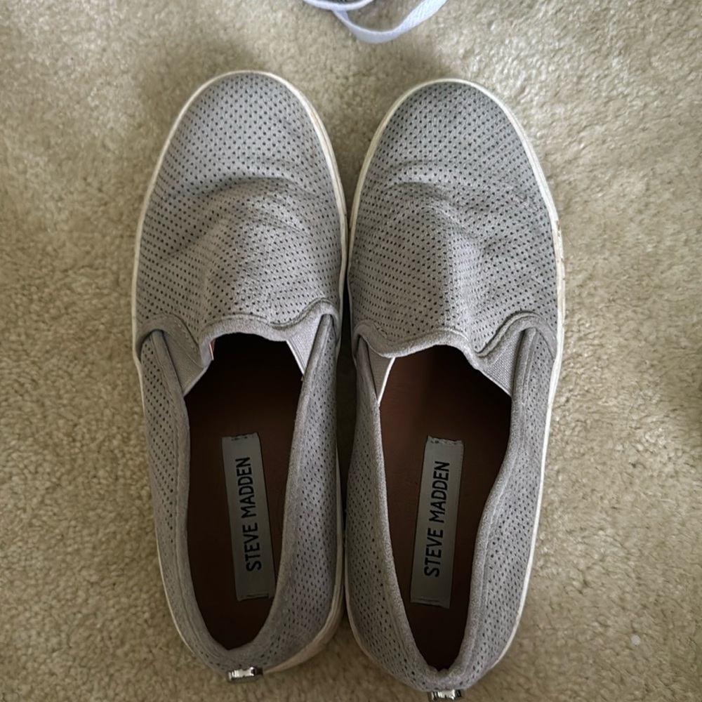 Gray Steve Madden Slip-Ons